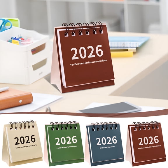 CCOCC Calender 2026 Calendar Mini Small Desk Calendar Unprinted Wind Calendar Punch Card Countdown Planner Desktop Small Ornaments Desk Calendar 2026