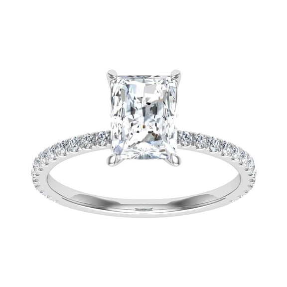 Veda Jewel 1.76 Ct Radiant Cut Simulated Dimaond Ring - 14K White Gold Plated Solitaire Setting Rings - Perfect Women’s Engagement Simulated Dimaond Rings for Wife - Gift for Her