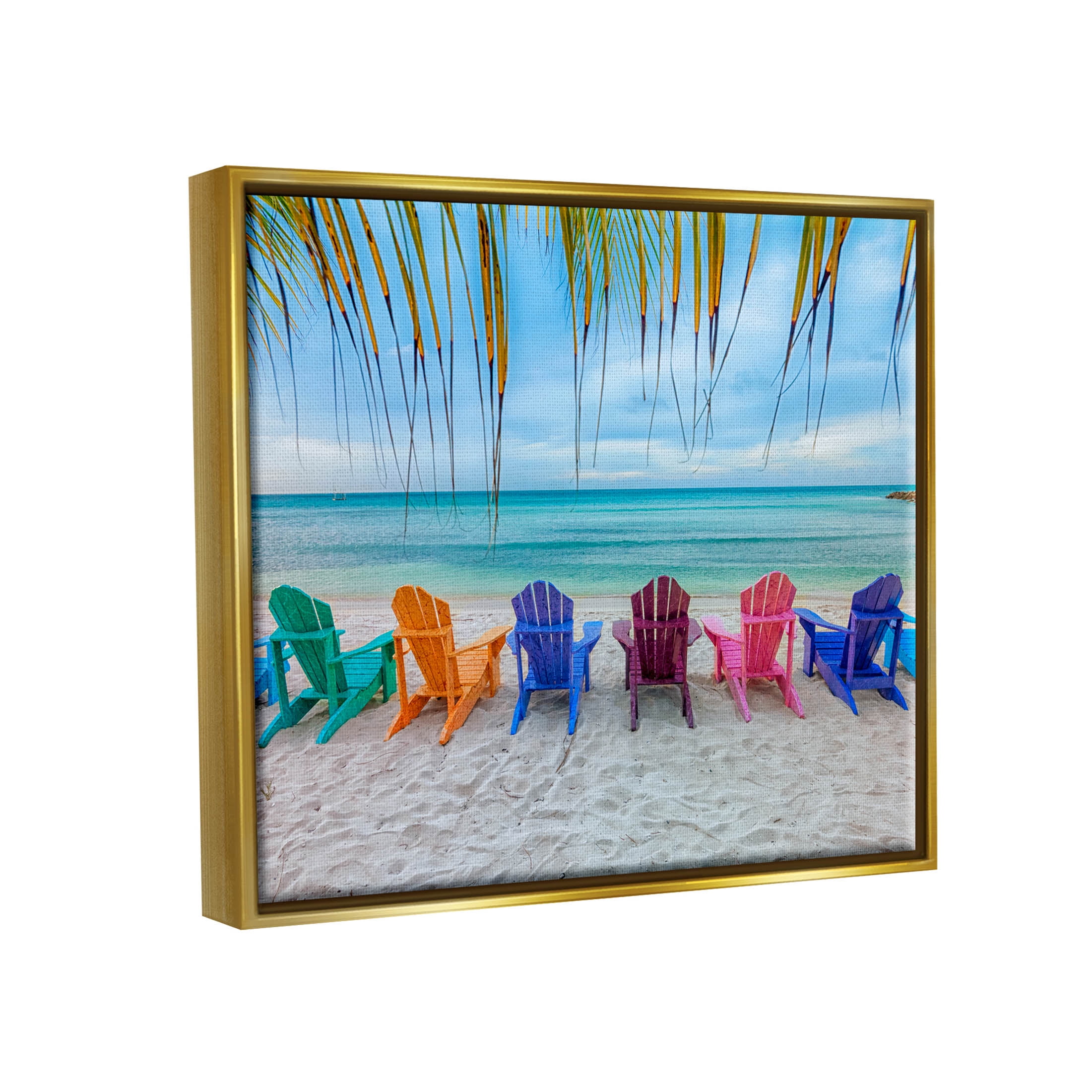 Stupell Industries Picturesque Tropical Summer Beach Photograph Metallic Gold Floating Framed Canvas Print Wall Art, Design by Mary Lou Photography