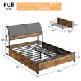 thumbnail image 2 of Festisoul Full Size Bed Frame, Metal Platform Bed Frame with 4 Storage Drawers Ergonomic Headboard and Charging Station, No Box Spring Needed, Vintage Brown for Bedroom, 2 of 7