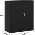 thumbnail image 3 of Historyli 35inch Metal Storage Cabinet with Locking Doors - Heavy-Duty Steel Garage Cabinet with 2 Adjustable Shelves, Small Lockable Storage for Office,Black, 3 of 7