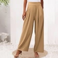 thumbnail image 2 of Huowey Womens Pants Solid Color Stretchy Silk Soft Comfortable Straight Leg Wide Leg Long Palazzo Fashion Casual Pants, 2 of 7