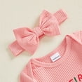 thumbnail image 3 of RUINIXCW Newborn Baby Girl My First Christmas Outfit Infant Girl Fall Winter Ribbed Jumpsuit Xmas Clothes Santa Embroidery Long Sleeve Jumpsuit Headband, 3 of 5