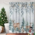 thumbnail image 4 of Shower Curtains Sets for Bathroom Decor Winter Elk Squirrel Waterproof Bathroom Curtain with Hooks, Winter Leaves on Top for Bathroom Decor,60x72IN, 4 of 9