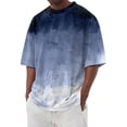 thumbnail image 2 of Mens Gradient Tie Dye Short Sleeve T Shirt Summer Loose Fit Casual Beach Crew Neck Tees Blue L, 2 of 5