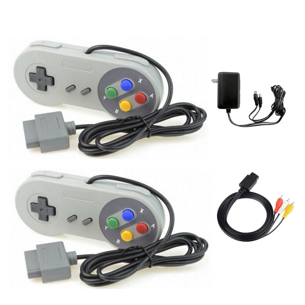 AC Adapter Power Cord AV Video Cable + 2pcs Controllers For Super