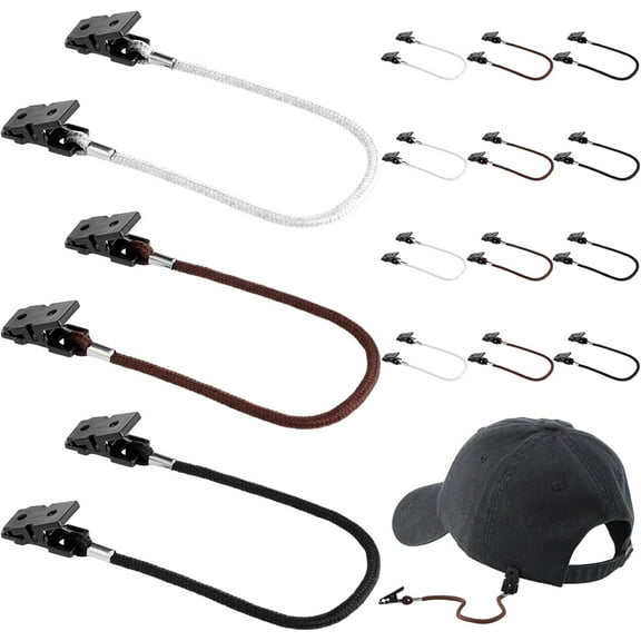 Lsupdaol 12 Pcs Adjustable Sun Hat Strap Clips Removable Chin Cord Windproof Anti Lost Cap Hat Strap Clips for Outdoor Travel
