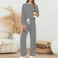 thumbnail image 2 of VBVC Women's 2 Piece Side Stripes Set,Ladies Crew Neck Top and Sweatpants,Lightweight Matching Outfit For Women,Gray,Size XXL, 2 of 7
