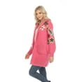 thumbnail image 5 of Simply Couture Women's Plus Size Solid Blooming Floral Embroidered Blouson Sleeve Open Front Hooded Knitted Cardigan, 5 of 5