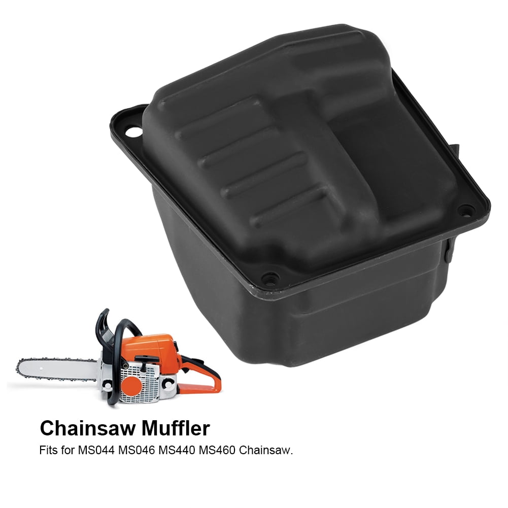 WALFRONT Plastic Black Muffler Dual Port Exhaust for STIHL MS044 MS046