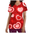 thumbnail image 2 of LSLJS Blouse à Manches Courtes Col en V pour Femmes, Uniforme de Travail, Impression Joyeuse Saint-Valentin avec Poche, Blouses Médicales pour Femmes, 2 of 5