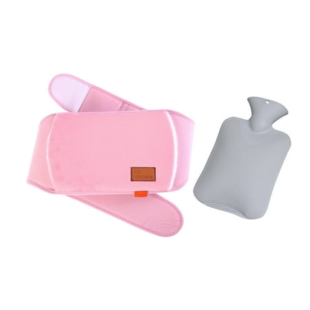 

VKEKIEO Belt + Gray Hot Water Bottle Plush Belt Set Rubber Hot Water Bottle To Relieve Pain And Warmth