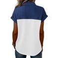 thumbnail image 4 of Nestiefly Denim Shirts for Women Button Up V Neck Lapel Collar Casual Short Sleeve Fashion Patchwork Western Blouses 2026 White M, 4 of 5