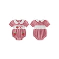 thumbnail image 2 of BemeyourBBs Baby Girl First Birthday Outfit One Years Old Birthday 1st Birthday Clothes Plaid Smocked Bubble Romper Bee Strawberry Embroidered Doll Collar Short Sleeve Infant Playsuit Jumpsuit, 2 of 9