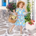 thumbnail image 6 of Cute Mushrooms Pattern Girls Short Sleeve Dress A Line Sun Protection Breathable Comfort Sundress 4T, 6 of 8
