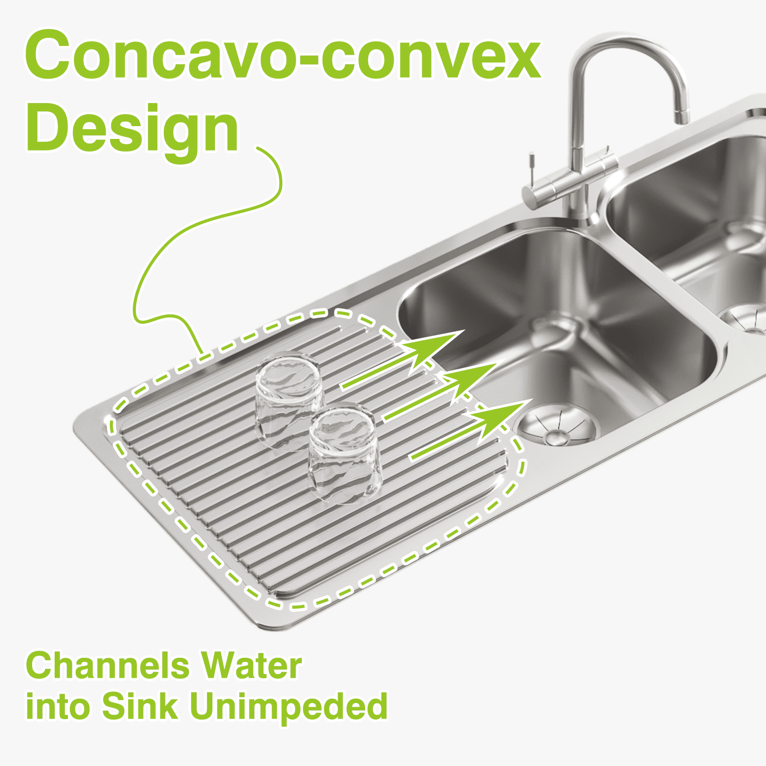 Naiture Double Bowl Stainless Steel Kitchen Sink, Rectangular Drop-In Top Mount Sink, 46-1/2" X 18-7/8" with Left Drainboard and Single Faucet Hole