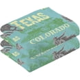 thumbnail image 2 of SKYSONIC Hand Towels Cowboy Green Patterned 2 PCS, Cotton Bath Towel for Drying Face Hands Body ,Absorbent Lightweight Towels for Bathroom Ktichen Travel Gym, 16"x28", 2 of 7