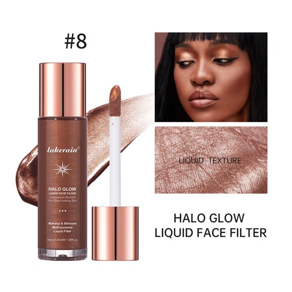 Fiudx Iluminador de Maquillaje, Brillo Líquido de Larga Duración, Potenciador Hidratante de La Luminosidad, Opciones de Aplicación Versátiles, Uso Diurno y Nocturno, Disponible En 8 Tonos Deslumbrant