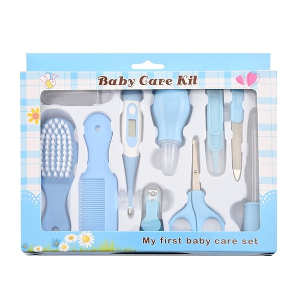 Healthcare and Grooming Kit, 10 in 1 Newborn Nursery Care Kit, Toddler Nail Clippers, Medicine Dropper Feeder, Infant Comb, Brush, Nose Cleaner, Portable Care Kit for Girl Boy
