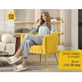 thumbnail image 3 of SEYNAR Oversized Glam Velvet Pumpkin Barrel Accent Chair,Modern Upholstered Cream Side Sofa Armchair for Living Room,Vanity (Yellow), 3 of 11