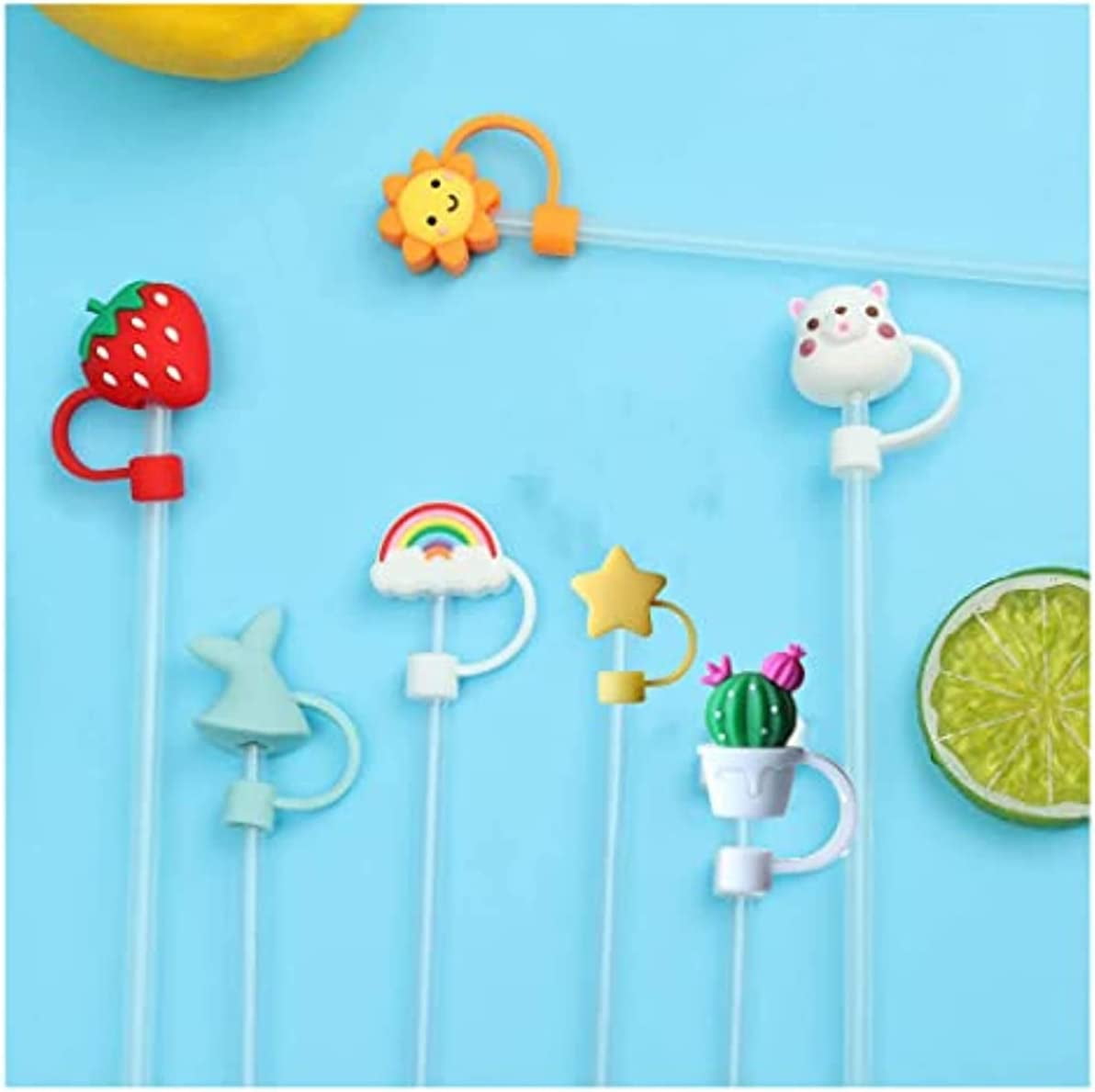 12pcs Reusable Straw Cover Cap Silicone Straw Tip Covers Drinking Straw Protective Caps Straw Toppers, Size: 3X1.2CM