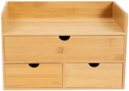 Desk Organizer Bamboo Tabletop Storage Organization Box For Office Home Supplies Small Desktop Simple Design Fit Vanity Mini Raw Wood Color Drawer Craft Cosmetic Letter Mail Sorter