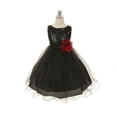 thumbnail image 2 of Girls Sequin Bodice Princess Dress Waist Flower Decor Dress Party Dress Flowy Tulle Skirt Silhouette For Little Girls Birthday Celebration Bridesmaid Wedding Attire Black 100, 2 of 4