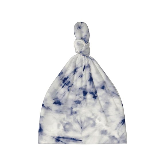 Naloa Indigo Tie Dye Baby Newborn Hats, Infant Knotted Baby Hat, Beanie Top Knot Caps for Baby Boys Girls