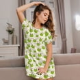 thumbnail image 3 of Wukai Green Frog Print Women's Loose Short Sleeve Nightgown, Soft Sleep Dress for Comfortable Relaxation, Casual Lounge Wear, 3 of 6