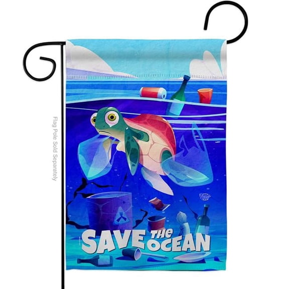 Ornament Collection G192700-BO Save The Ocean Support Environment 13 x 18.5 in. Double-Sided Decorative Vertical Garden Flags for House Decoration Banner Yard Gift