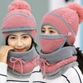 thumbnail image 3 of Yigetop Beanie for Women Adult Windproof Hat Cycling Skiing Knit Hat Scarf Mask Sets Warm Knitted Cap Winter Hats for Women Pink One Size, 3 of 4