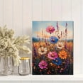 thumbnail image 2 of Qisvanset 12x16 Inch 2D Flat Framed Canvas Art, Vintage Wildflower Field Oil Painting Rustic Retro Landscape Living Room Wall Art, 2 of 5