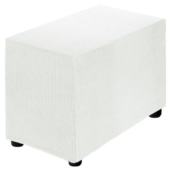 Stretch Ottoman Cover Rectangular Fit Length 20"-30", Small, White