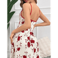 thumbnail image 2 of Women'S Floral Print Rib Knit Sleeveless Tie Front Chemise Nightgown Nightdress Sleepwear Red L, 2 of 7