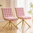 thumbnail image 1 of Silla giratoria de respaldo de bola tufted con piernas de metal de oro, silla elegante sin brazos para oficina en el hogar, dormitorio, 1 of 5