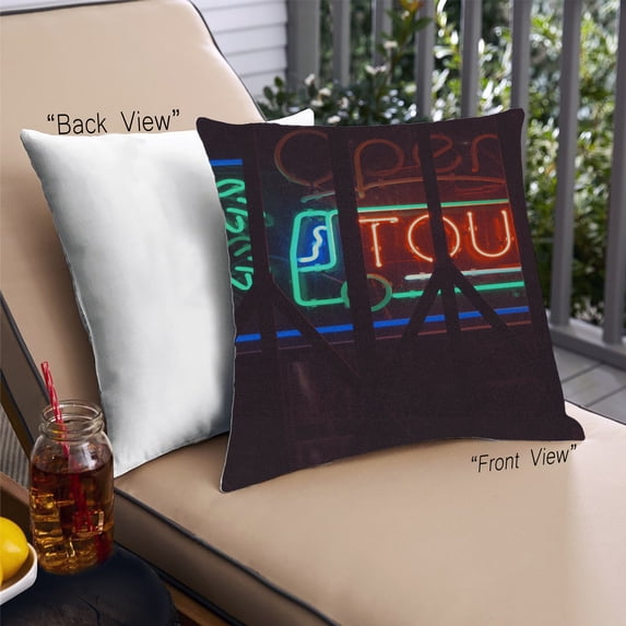 Ahgly Company Neon Neon Outdoor Throw Pillow, 18 inch by 18 inch