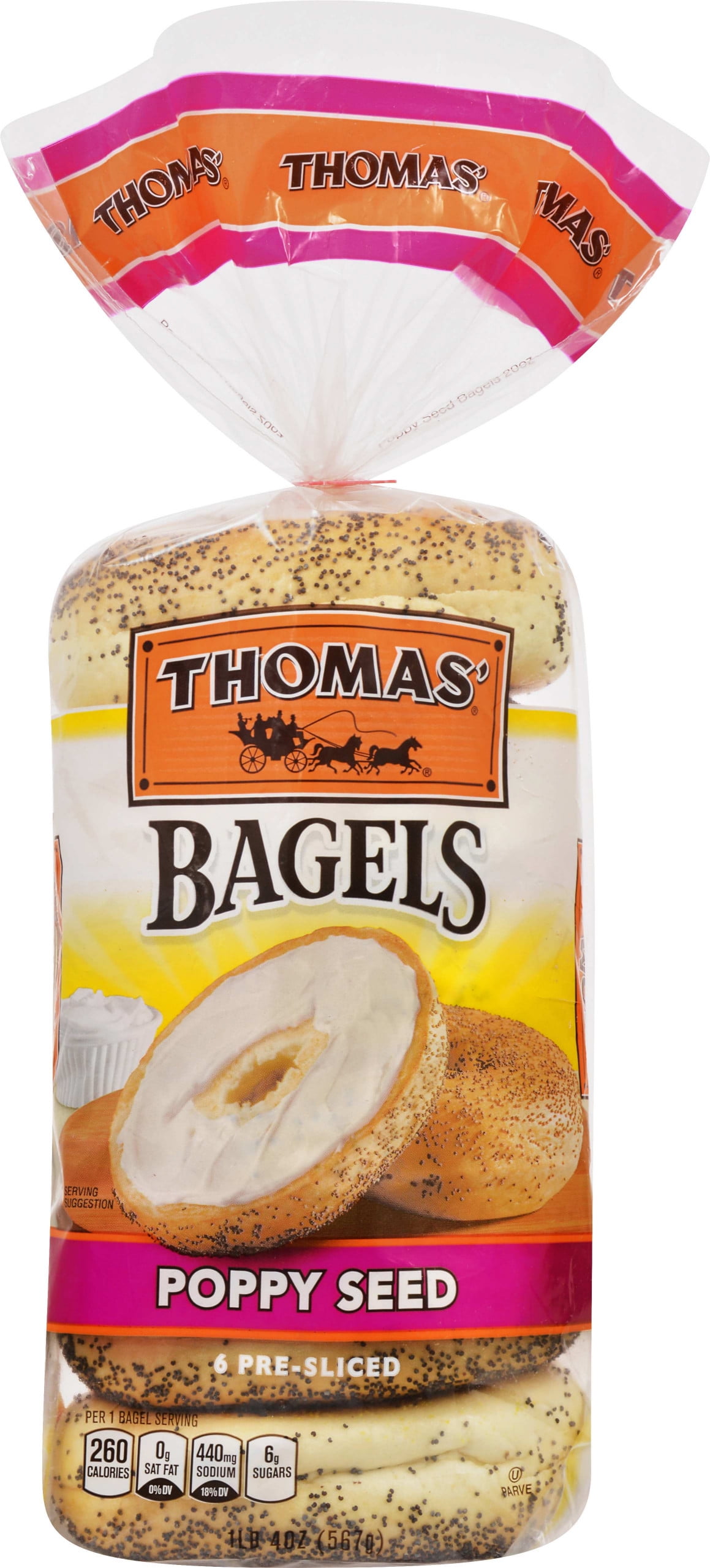 Thomas' Poppy Seed Bagel, 6 count, 20 oz