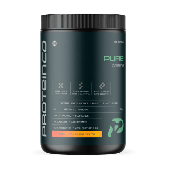 ProteinCo | Pure Greens | Daily Superfood Blend | Boost Energy - Immunity & Digestion | Antioxydant | Stevia | 300g (Tropical Mix)