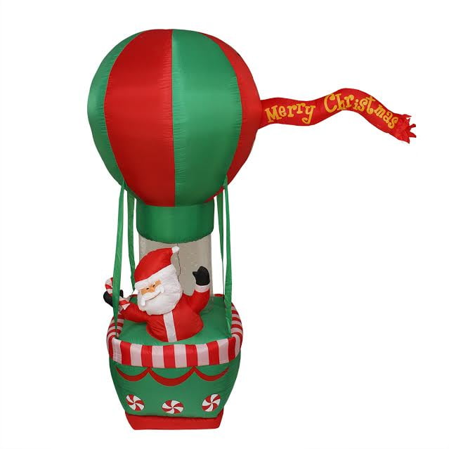 7' Inflatable Santa Claus on Hot Air Balloon Christmas Outdoor