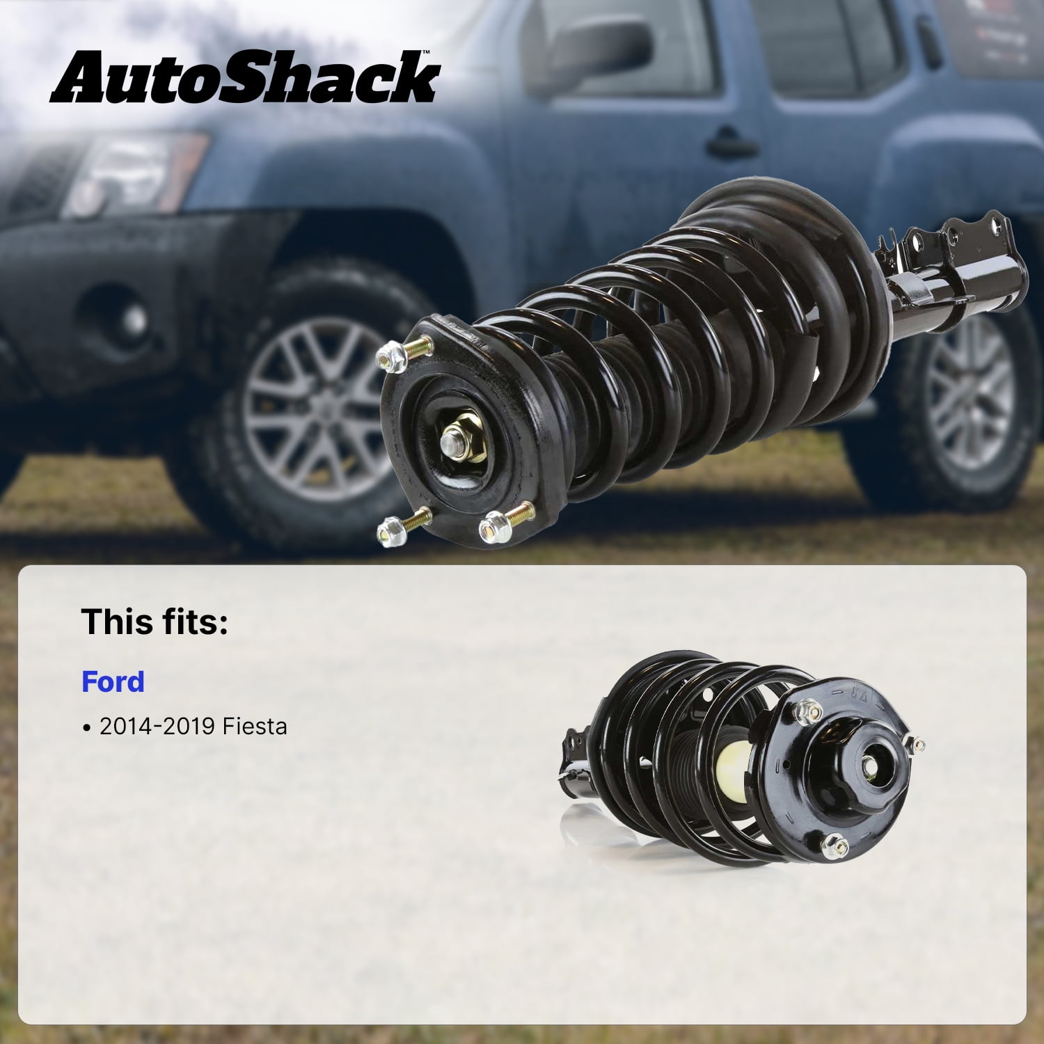 AutoShack Front Complete Strut & Coil Spring Assembly - Passenger Side for Ford, Fiesta 2014-2019, FWD L3 1.0L L4 1.6L