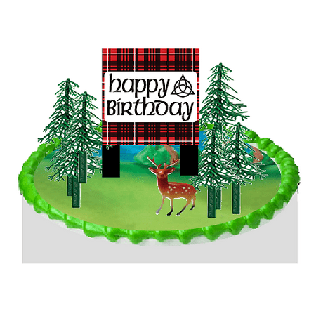 Lumberjack Sign Deer and Trees Cake Decoration Topper