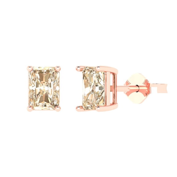 Clara Pucci 1Ct Natural Morganite Emerald Cut VVS1 Push Back Stud 18k Solid hypoallergenic Gold Designer Earrings For February