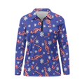 thumbnail image 4 of Jiueut Candy Cane Snowflake Print Polo Collar Golf Shirts for Lady Versatile Polo Shirts Zip Up Quick Dry Tops Moisture Wicking Athletic Tops for Fitness, Size XX-Large, 4 of 10