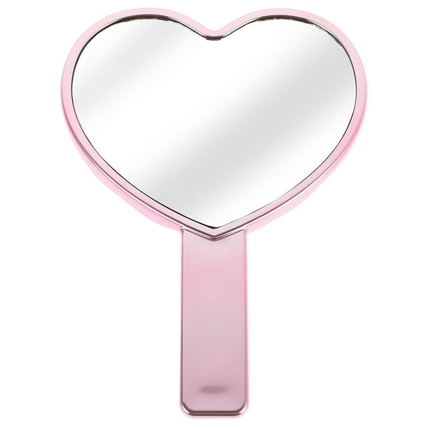 Espejo de maquillaje portátil de mano en forma de corazón, espejo de alta definición para maquillaje, espejo de viaje pequeño, espejo pequeño para niños