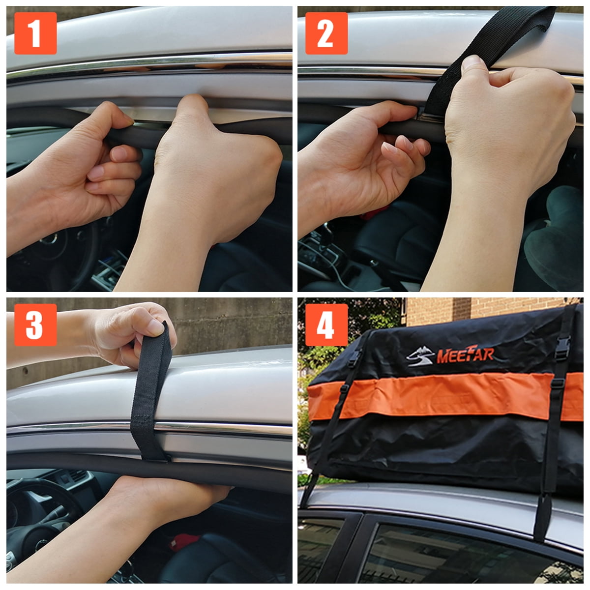 MeeFar Car Roof Bag Cargo Carrier Door Hooks, Use to Secure Roof Bags Without Need for Roof Rack - 6pcs