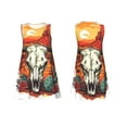 thumbnail image 7 of Naloa Western Desert Cactus Ram Skull Print Women's Summer Spring Casual Beach Sundress,Vacation Sleeveless Tank Crewneck Loose Dresses, 7 of 7