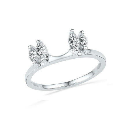 Solitaire Diamond Ring Wraps 14kt White Gold Womens Oval Diamond Ring Guard Wrap Solitaire Enhancer 1/2 Cttw Diamond Fine Jewelry Ideal Gifts For Women Gift Set From Heart ()