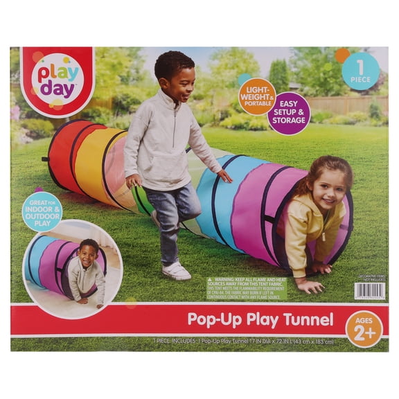 Play Day Pop Up Play Tunnel, 17" x 72"