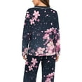 thumbnail image 4 of Cavosen Men Pajama Set V NeckLong Sleeve Pajama Set Flower Loungewear Soft Sleepwear, 4 of 7