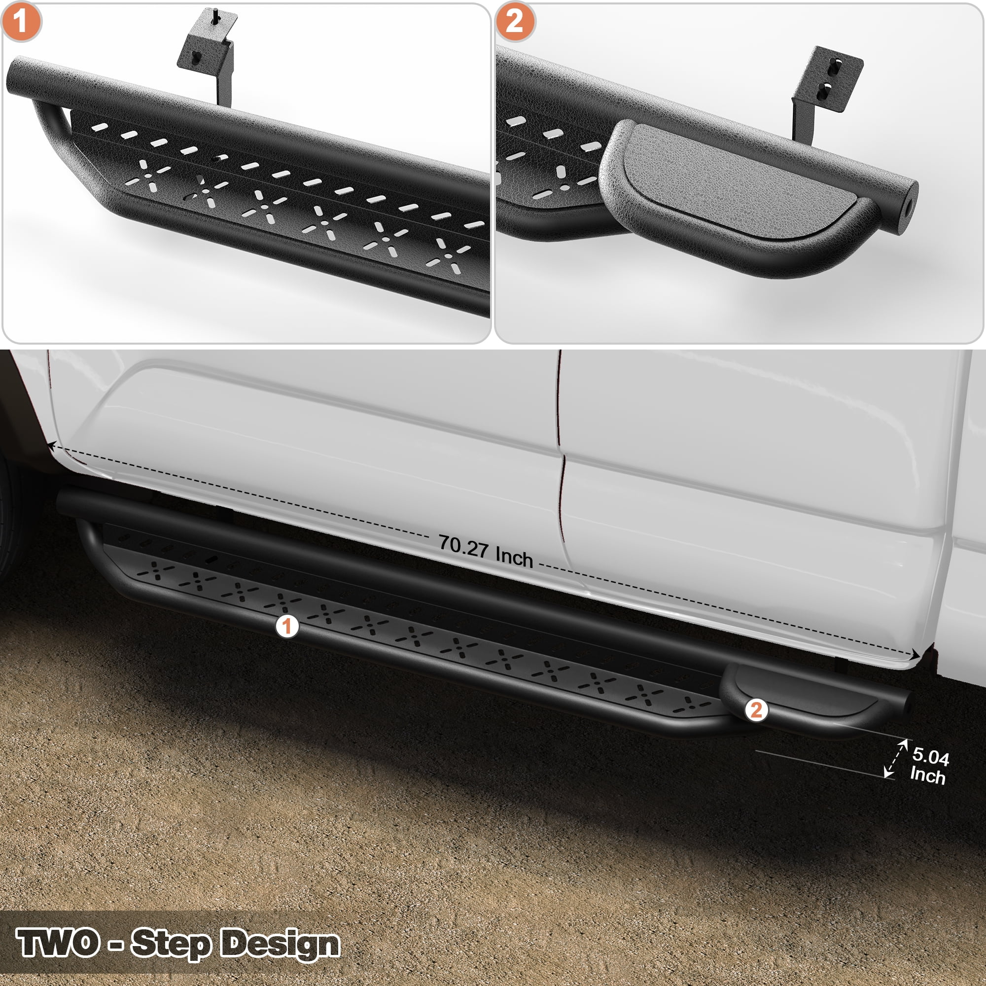 POFENZE Running Boards Compatible with Toyota Tacoma 2005-2023 Access Cab Textured Surface Side Steps for Truck Black Nerf Bars for Tacoma